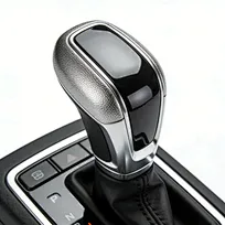 Close-up of Geely electronic shifter showing gear positions and button layout